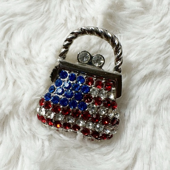Jewelry - Rhinestone American Flag Purse Pin